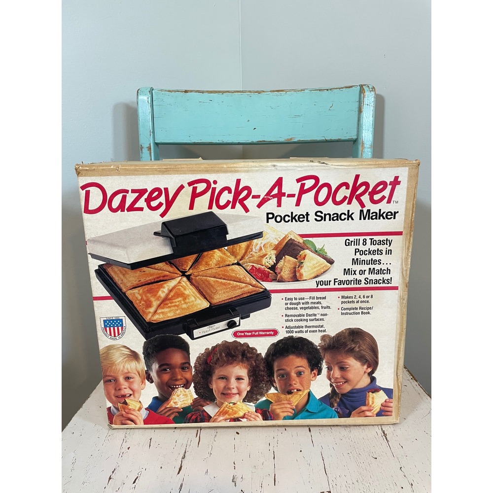 Vintage Dazey Pick-A-Pocket Snack Maker 8 Pocket Sandwich Grill 1000W USA New